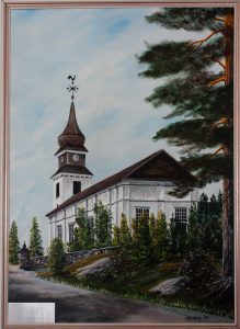 Vilhelmina Lutheran Church in Sweden Painting
