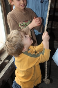 Kids ringing the church bell